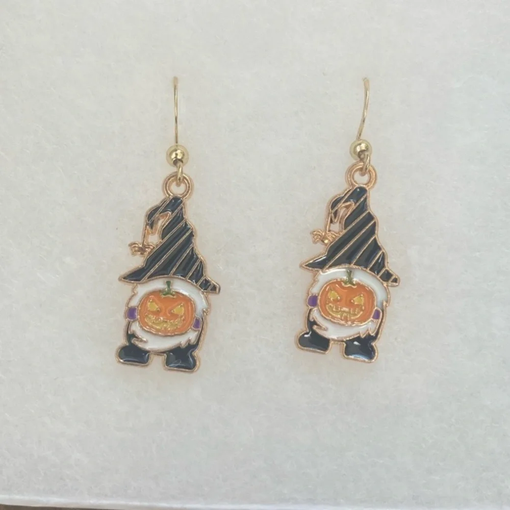 Halloween Gnome Earrings with Pumpkin Design